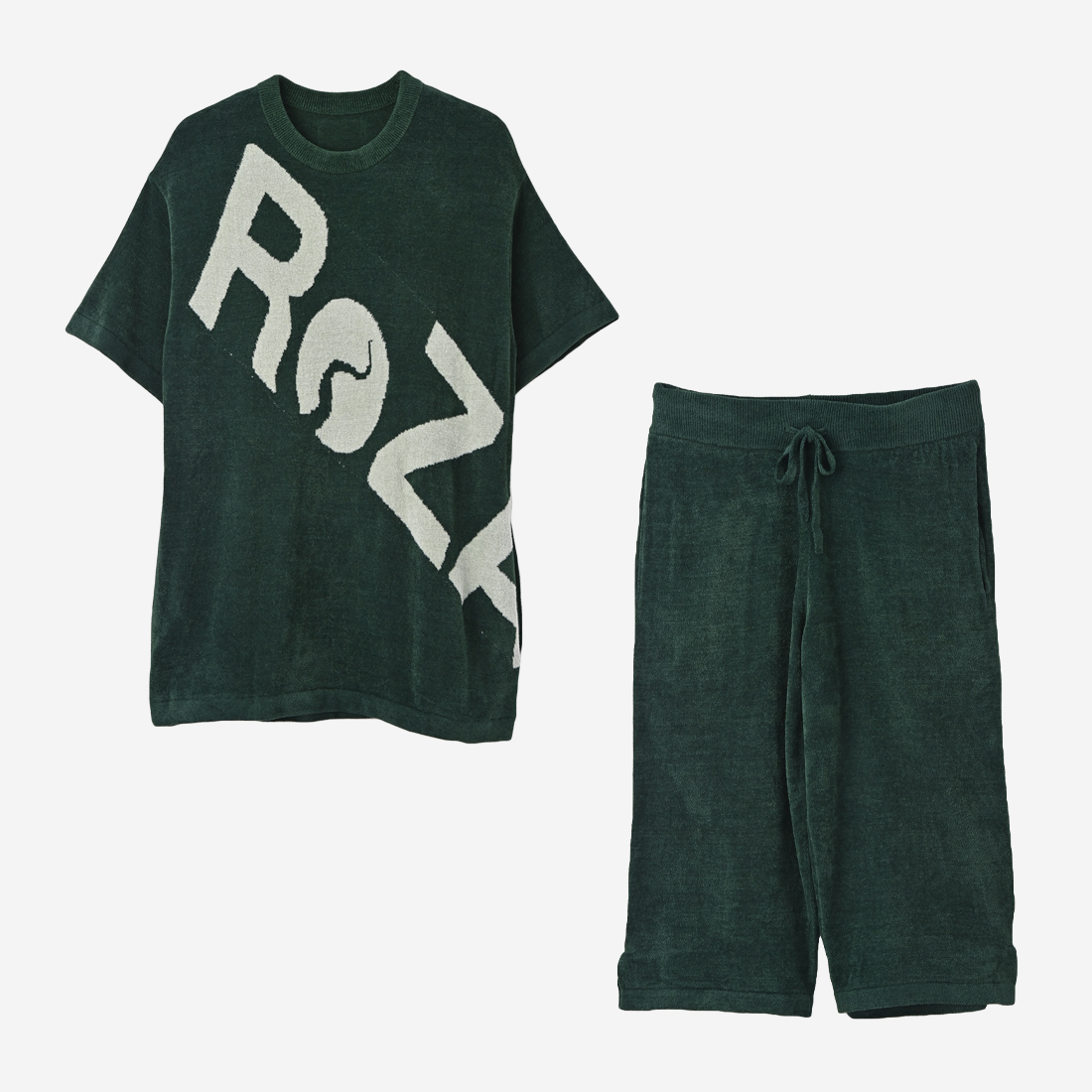 【ReZARD】SETUP Towel fabric Room Wear Big Logo（Cropped pants）(Green)